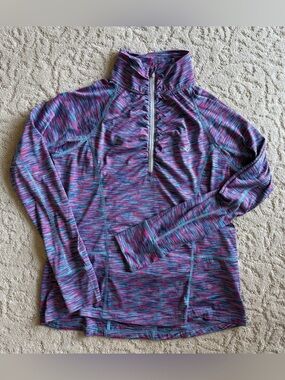 Pony Women's Large Pink, Blue & Purple Space-Dye Quarter-Zip Pullover
